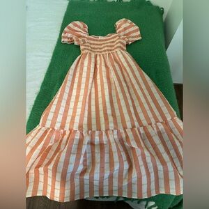 Striped Coral and White Maxi Dress